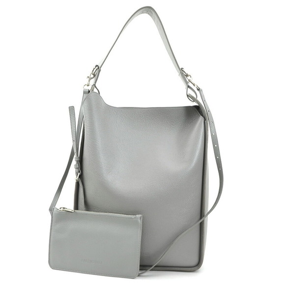 BALENCIAGA Gray Leather Shoulder Bag - Picture 1 of 5